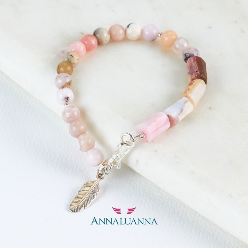 pulsera con opalo rosado peruano