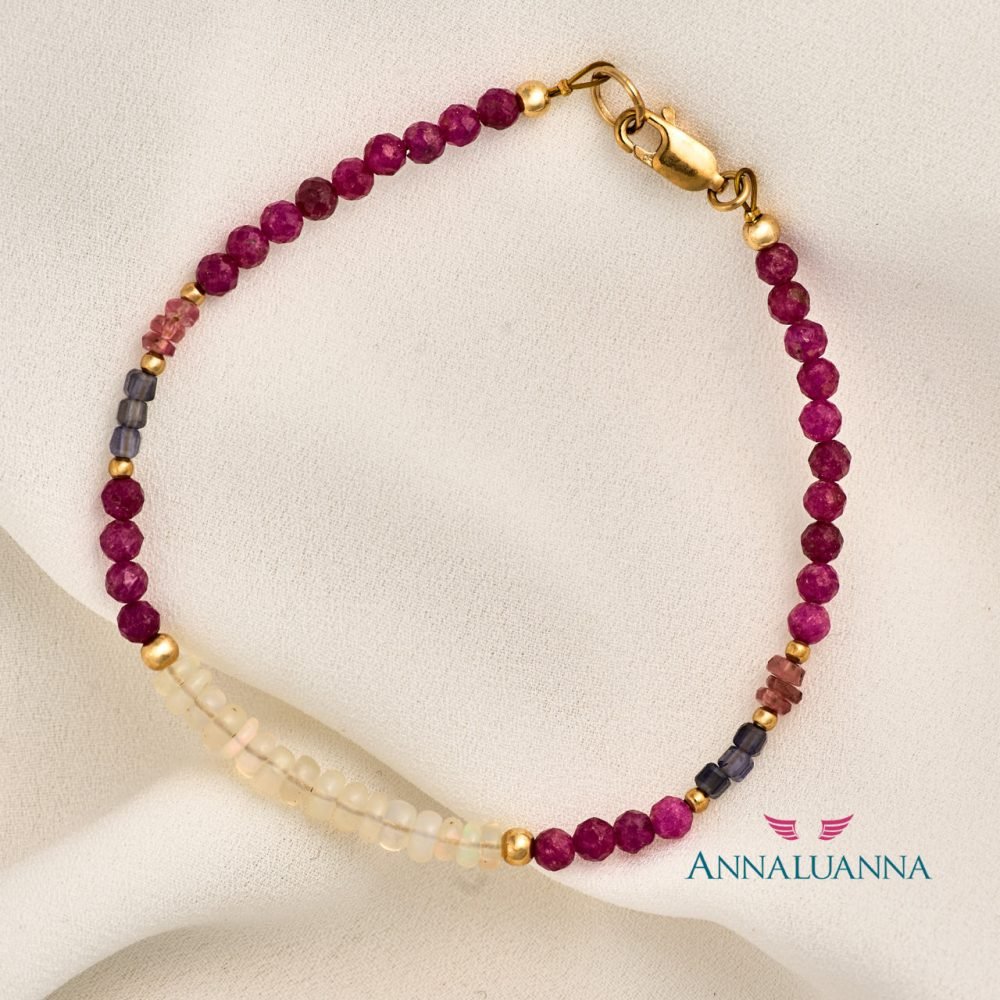 annaluanna joyas Pulsera Amor Energy Rubi y opalo etiope