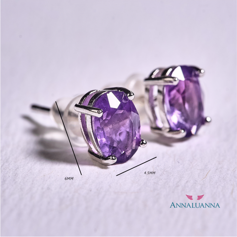 aretes amatista natural y plata 925