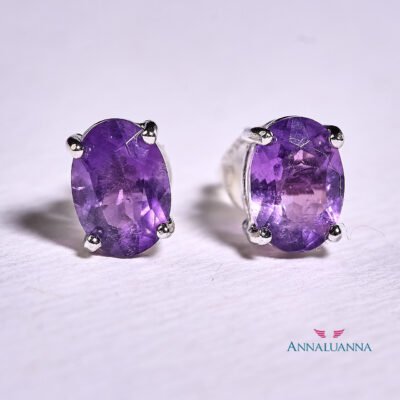 aretes amatista natural y plata 925