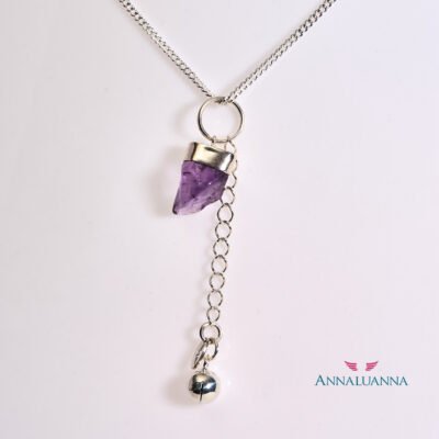 collar con amatista y mini llamador de ángeles en plata 925
