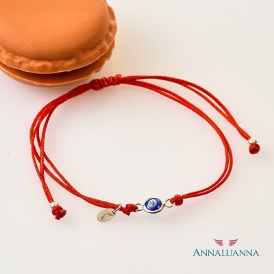 pulsera hilo rojo con ojito turco azul