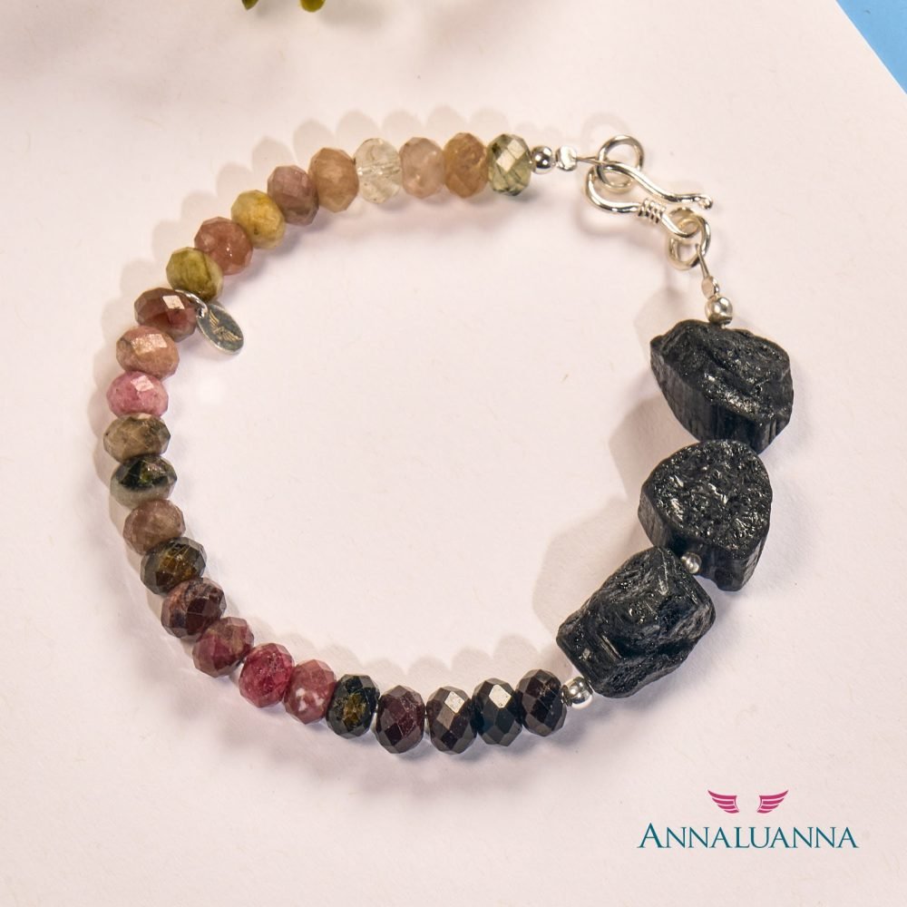 pulsera con turmalina natural con plata 925