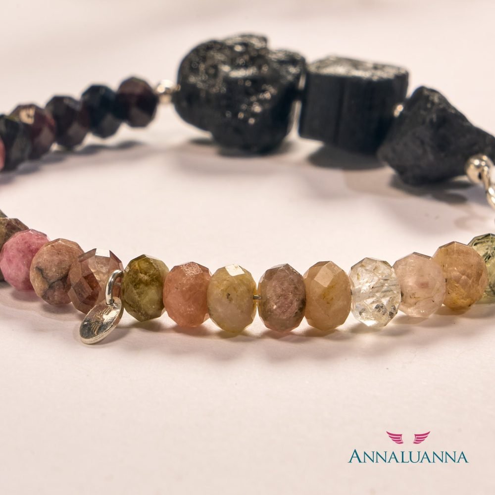 pulsera con turmalina natural con plata 9258