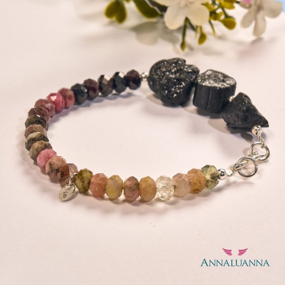 pulsera con turmalina natural con plata 925