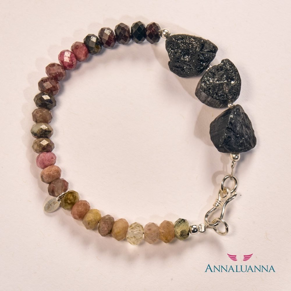 pulsera con turmalina natural con plata 925