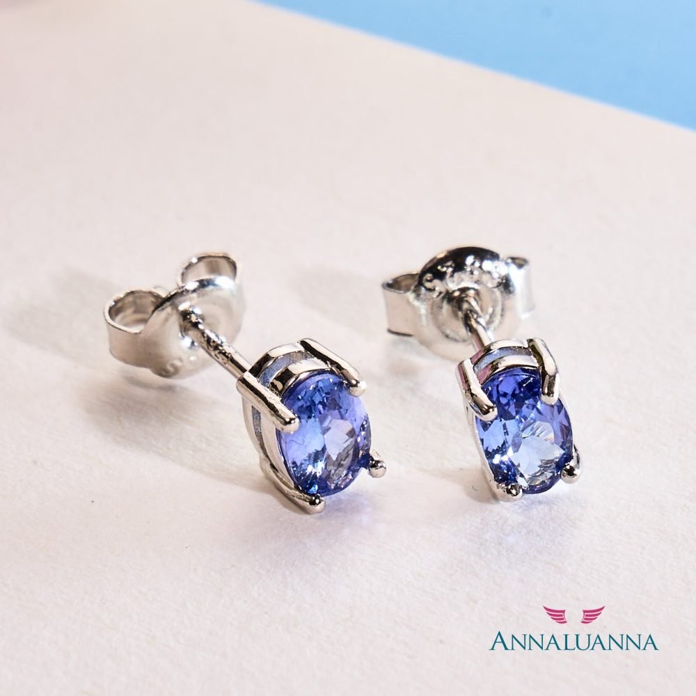 aretes con tanzanita piedra natural con plata 925