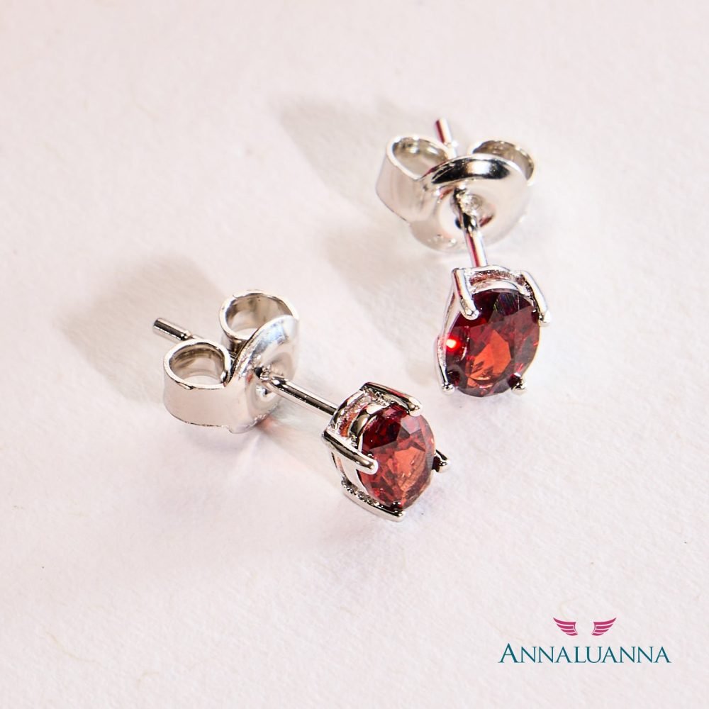 aretes con granate natural y plata 925