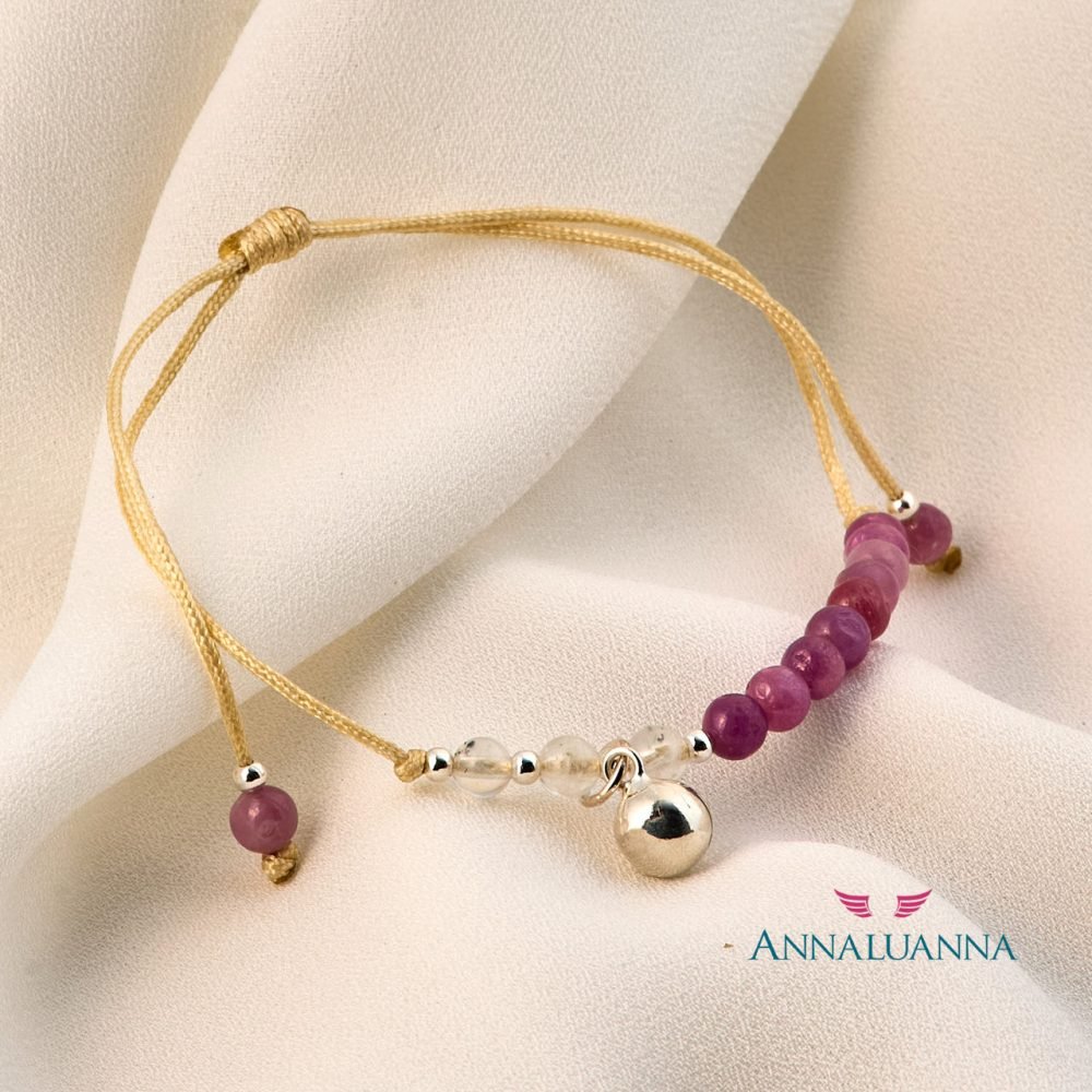 pulsera hilo amuleto ruby y plata 925