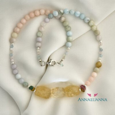 collar morganita con citrino y plata 925