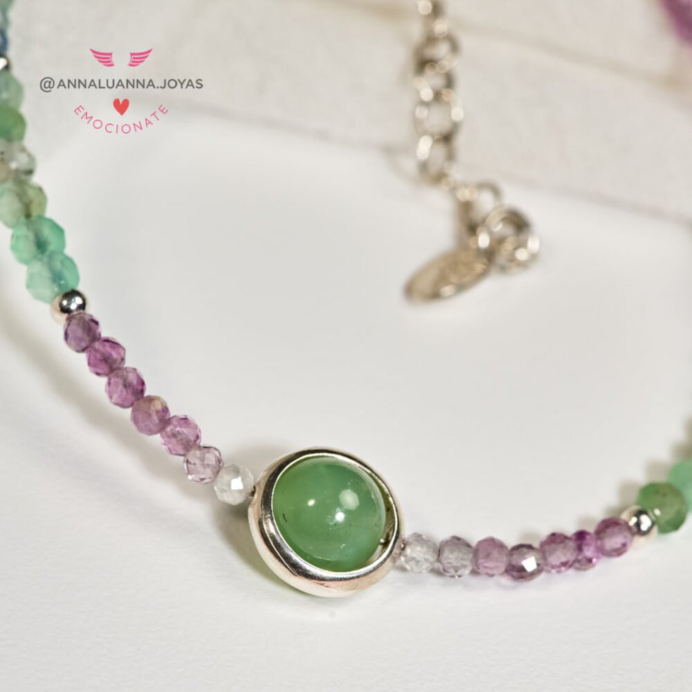 pulsera con fluorita y crisopasa
