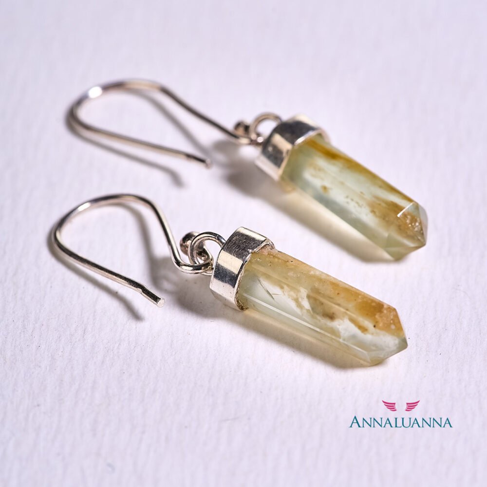 Aretes anzuelo punta de Ópalo andino peruano y plata 950 - Imagen 5