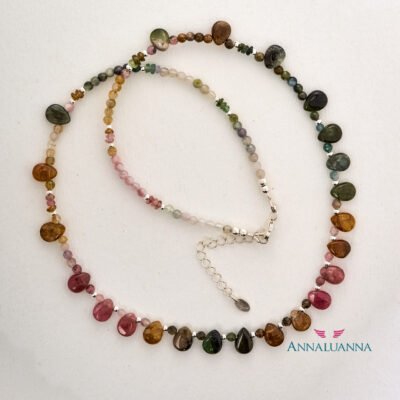 collar con turmalina multicolor hecho a mano con plata 925