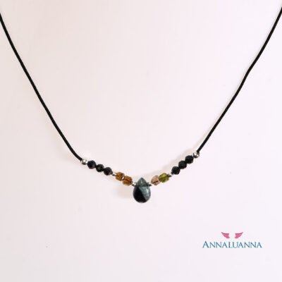 Collar choker hilo Turmalina gotita con plata 925