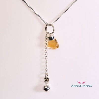 collar con citrino y mini llamador de ángeles en plata 925
