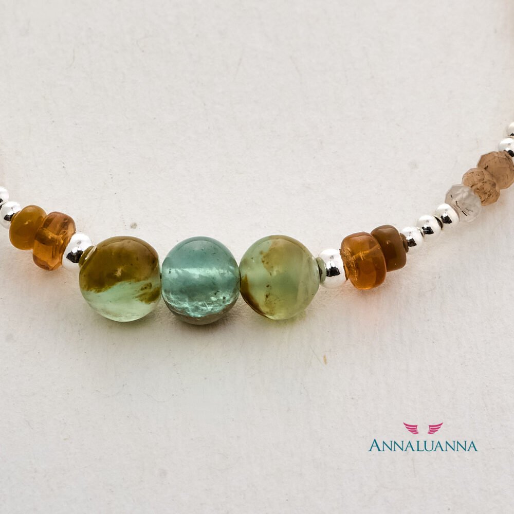 Pulsera con ópalo andino, ópalo de fuego y cuarzo piedra del sol y plata 925