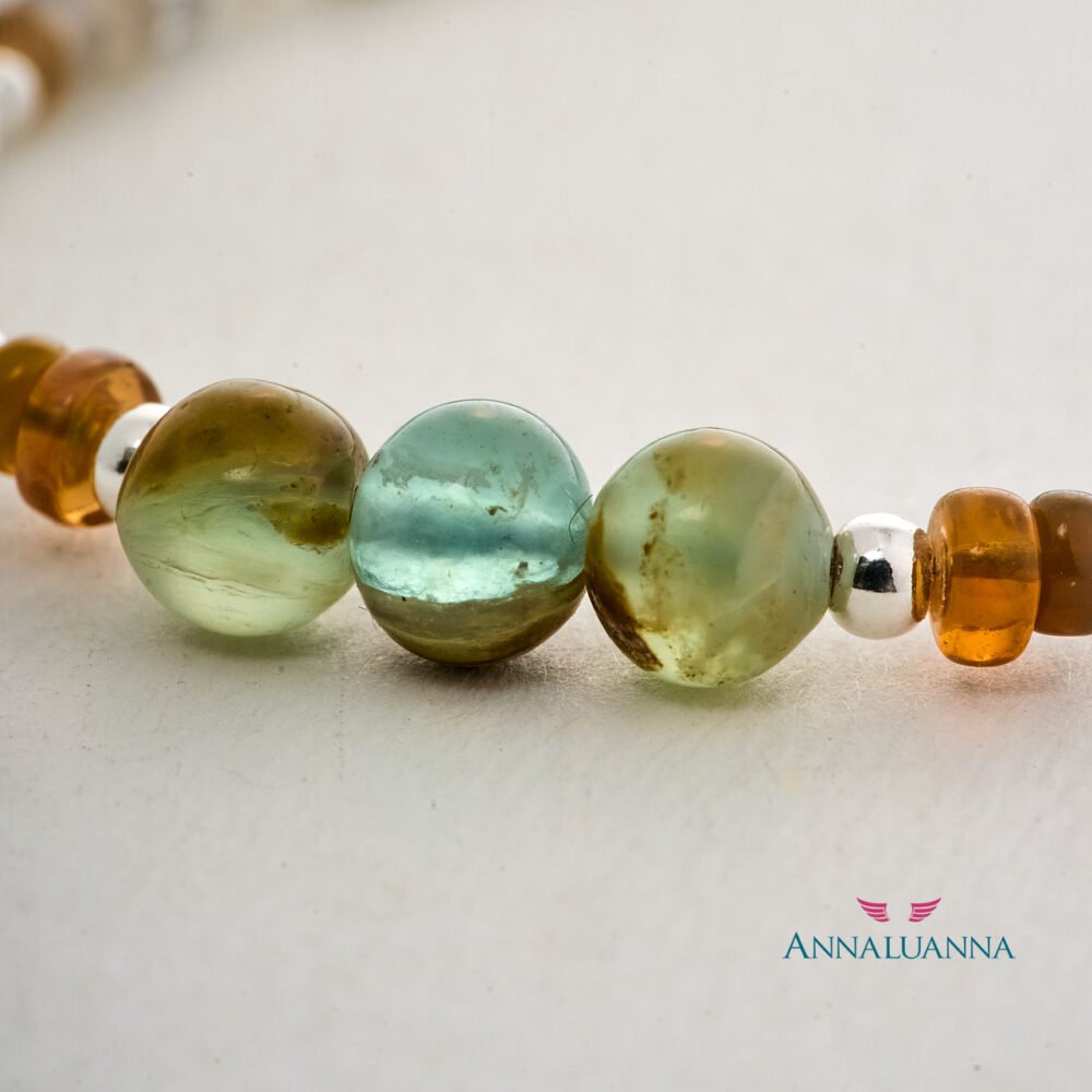 Pulsera con ópalo andino, ópalo de fuego y cuarzo piedra del sol y plata 925