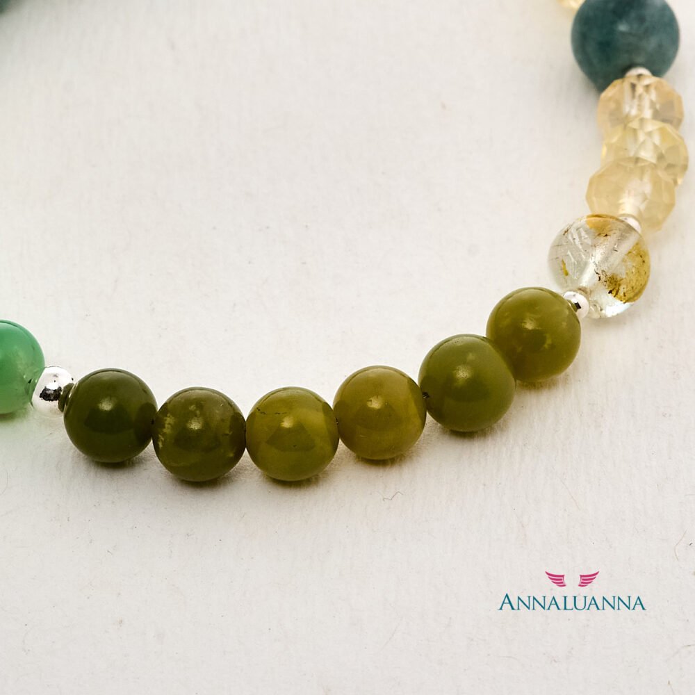 pulsera con citrino, jade, crisocola, crisopasa y crisocola con plata 925