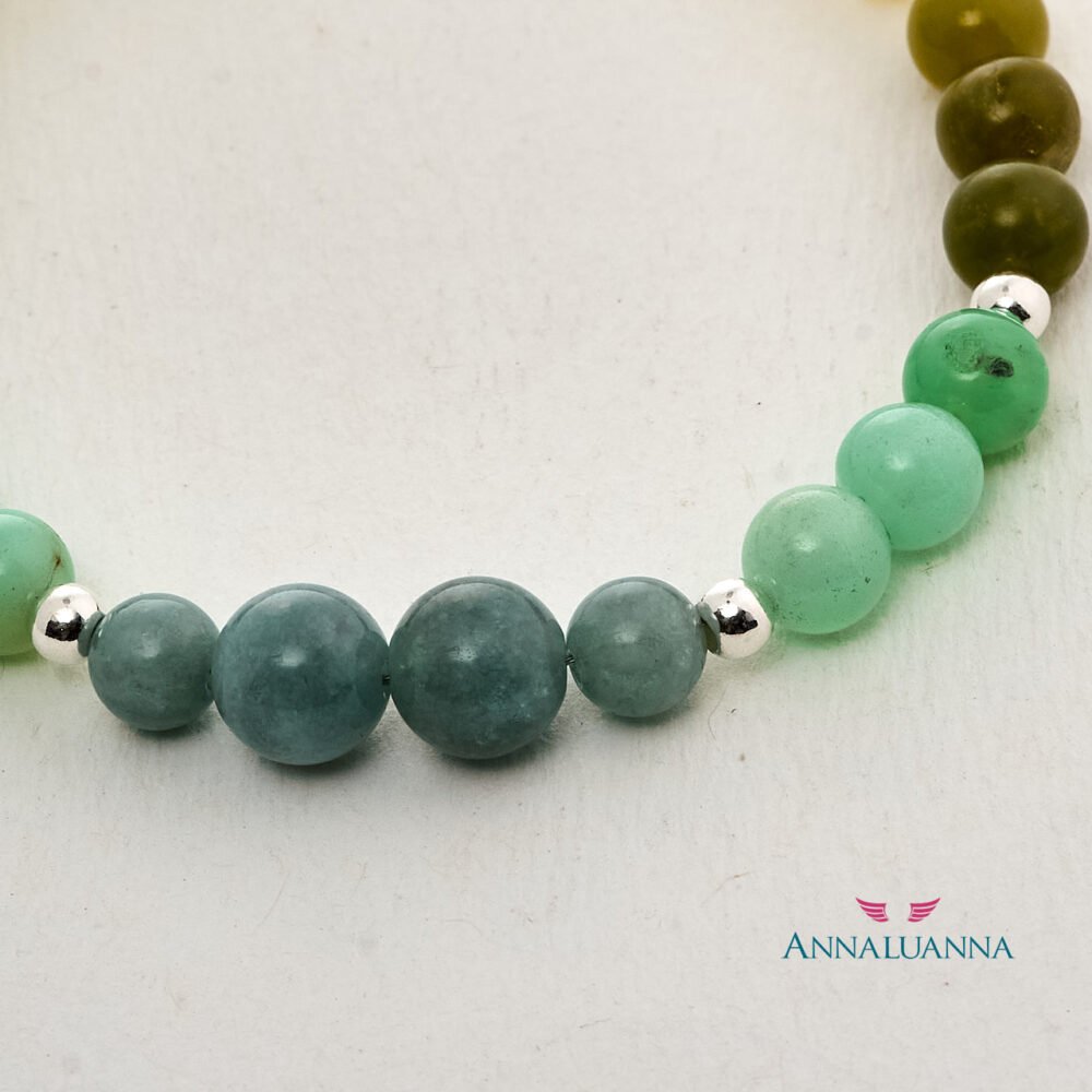 pulsera con citrino, topacio amarillo, jade y crisopasa hecho a mano en plata 925