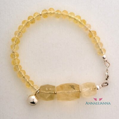 pulsera con citrino y mini llamador de ángeles con plata 925