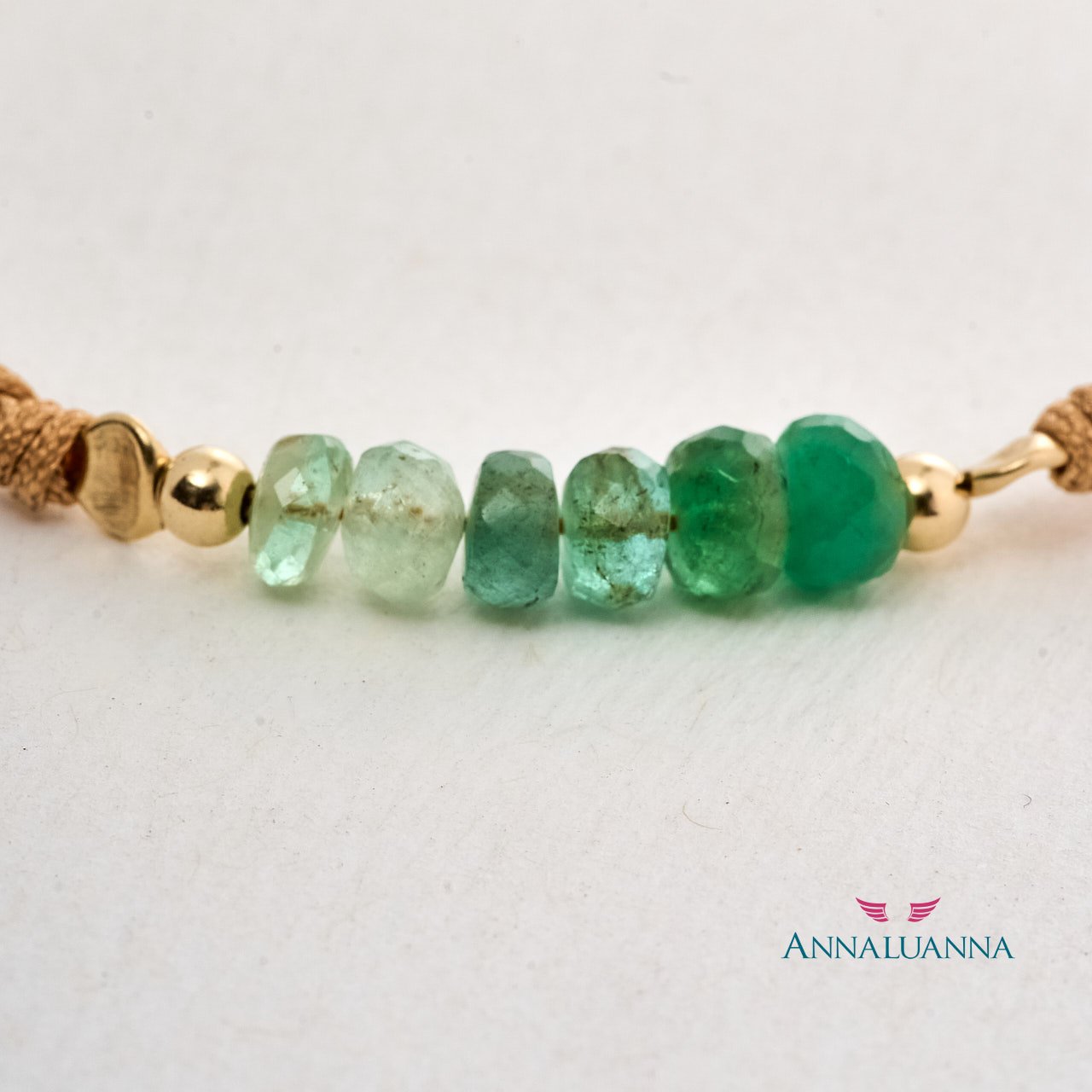 Pulsera hilo de la esperanza y fortuna con GF 14K 2 pulsera hilo con esmeralda y gold filled 14k