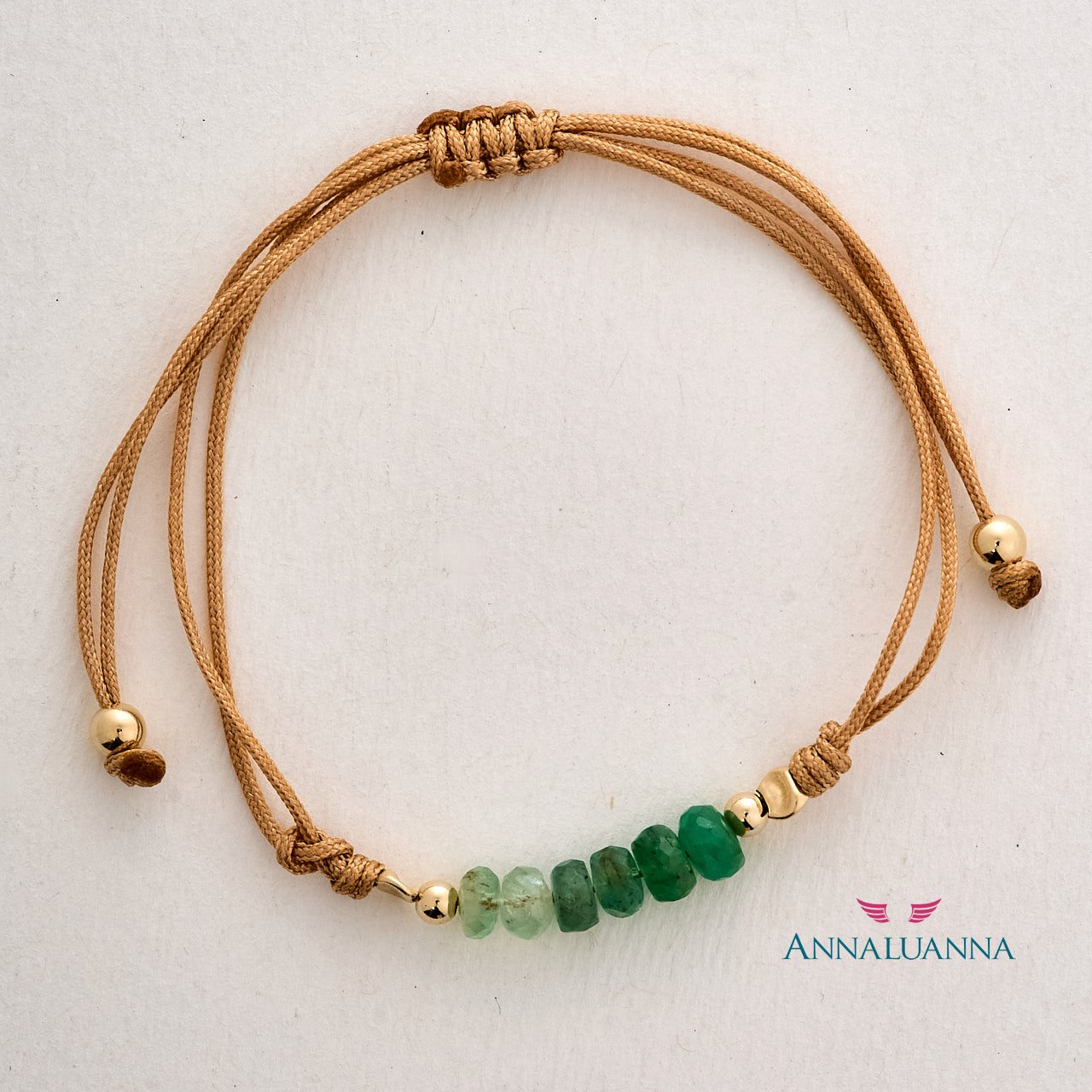 Pulsera hilo de la esperanza y fortuna con GF 14K 1 pulsera hilo con esmeralda y gold filled 14k