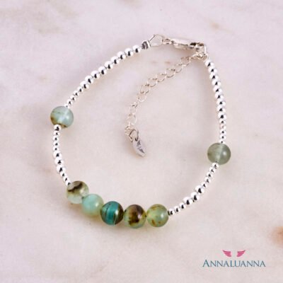 pulsera ópalo andino peruano con plata 925, diseño único.