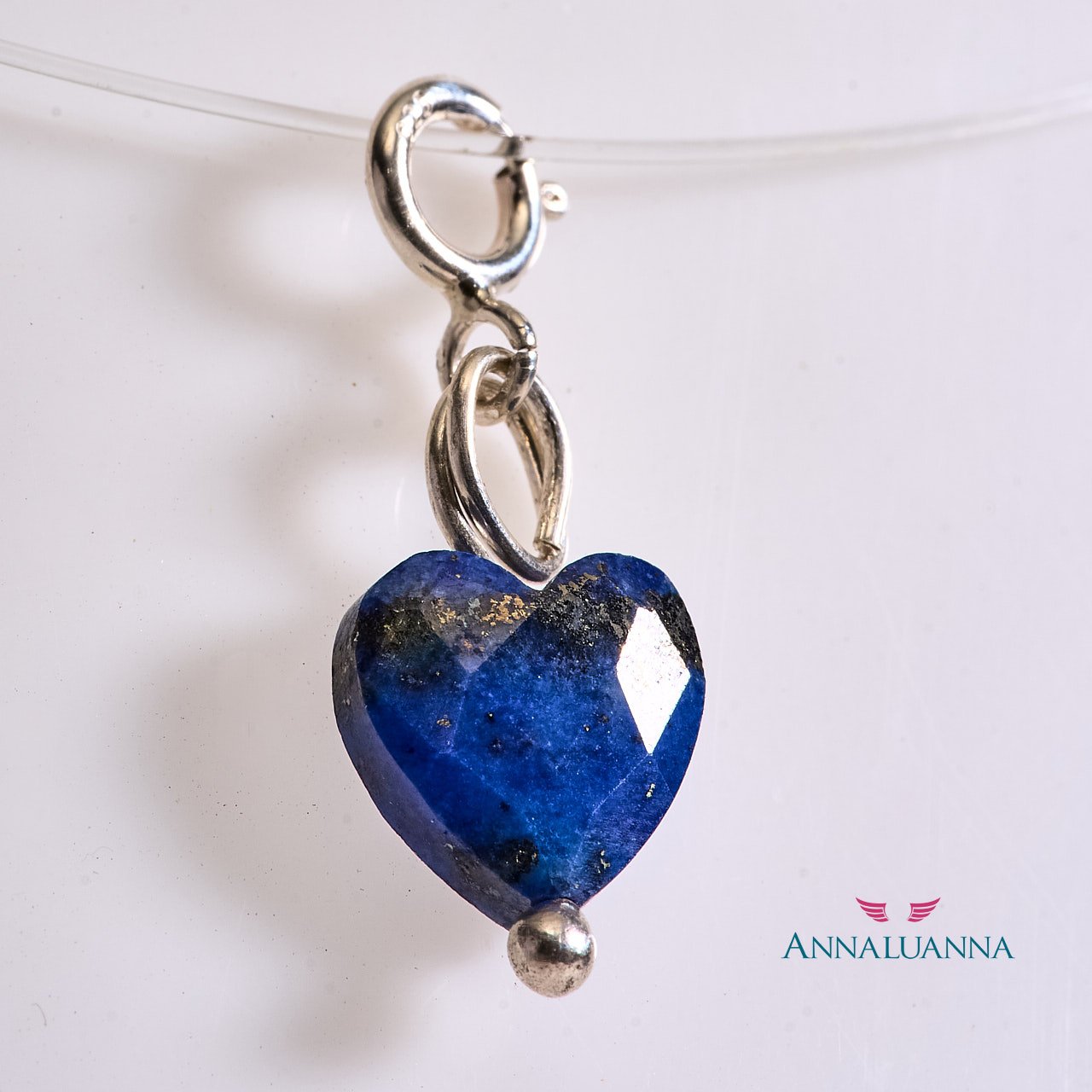 Charm dije Lapislázuli corazón en plata 925 2 Dije lapislázuli corazón con plata 925, intercambiable.