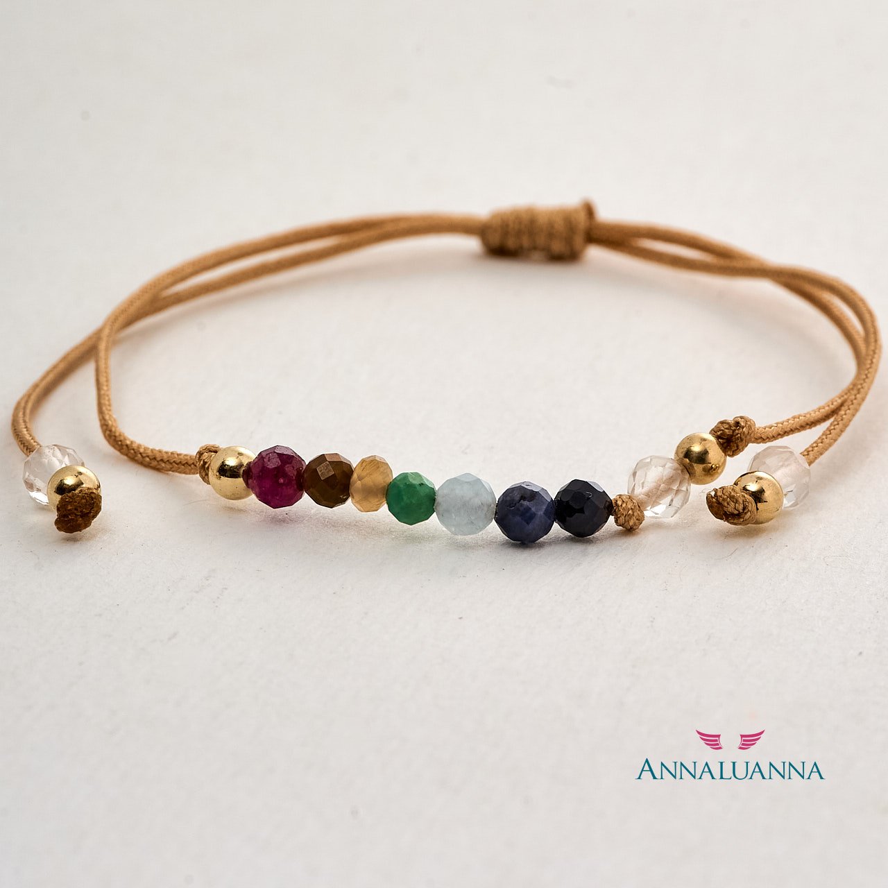 Pulsera hilo Chakras Luz dorada 2 pulsera hilo chakras con piedras naturales plata 925 y gold filled 14 kilates